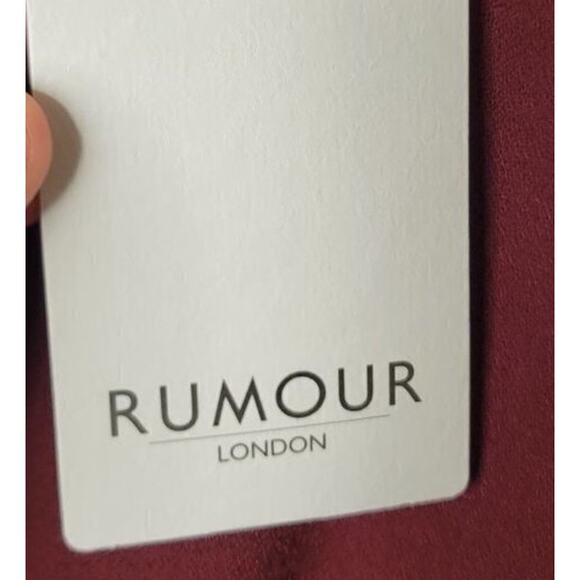 Rumour London Christina Burgundy Fluted Cranberry Dress Size Medium/6 - Picture 5 of 5